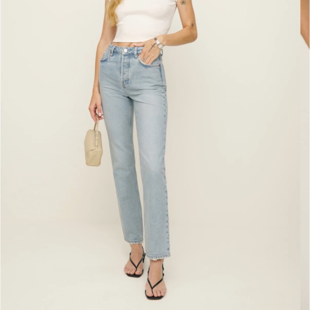 NWT reformation size 31 high waisted straight leg button fly jeans